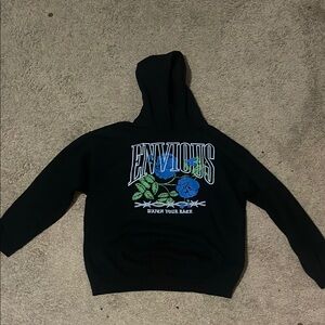 Black Hoodie with Blue and Green Graphic